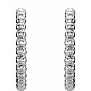 Earrings 14K White Beaded 21 mm Hoop Earrings