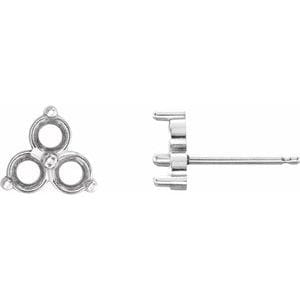 Earrings 14K White 3 mm Round Three-Stone Earring Mounting