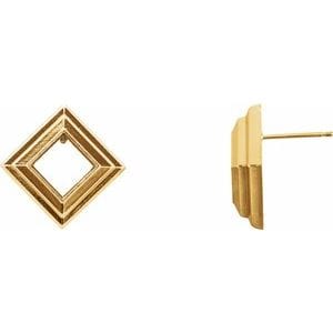 Earrings 14K Yellow 4x4 mm Square Earring Mounting