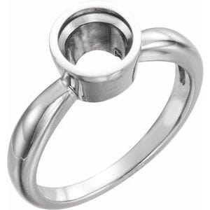 Rings 14K White 6.5 mm Round Bezel-Set Solitaire Engagement Ring Mounting