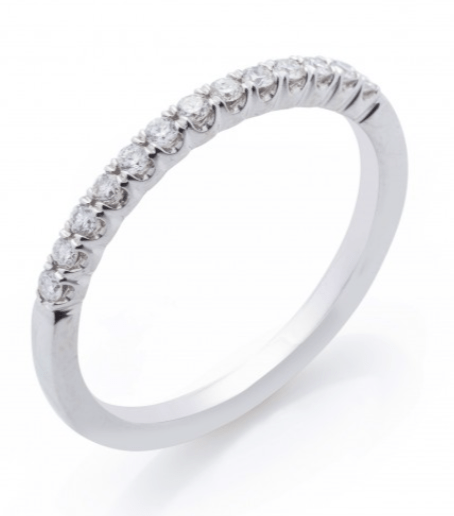 14K WHITE GOLD .49CT TW RBC G-H/SI NATURAL DIAMOND BAND 11D