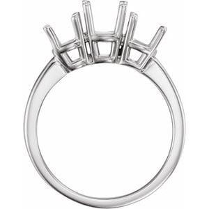Rings 14K White Three-Stone Engagement Ring Mounting
