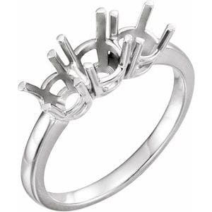Rings 14K White Three-Stone Engagement Ring Mounting