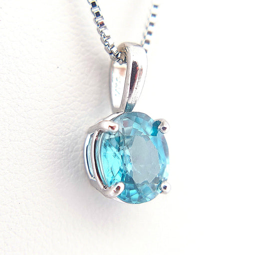 14KW OVAL BLUE ZIRCON BASKET STYLE PENDANT
