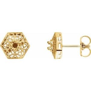 Earrings 14K Yellow 2.1 mm Round Filigree Earring Mountings
