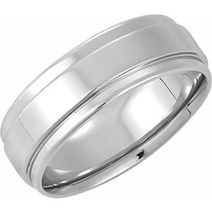 Rings Sterling Silver Inlay 7.5 mm Comfort-Fit Flat Band