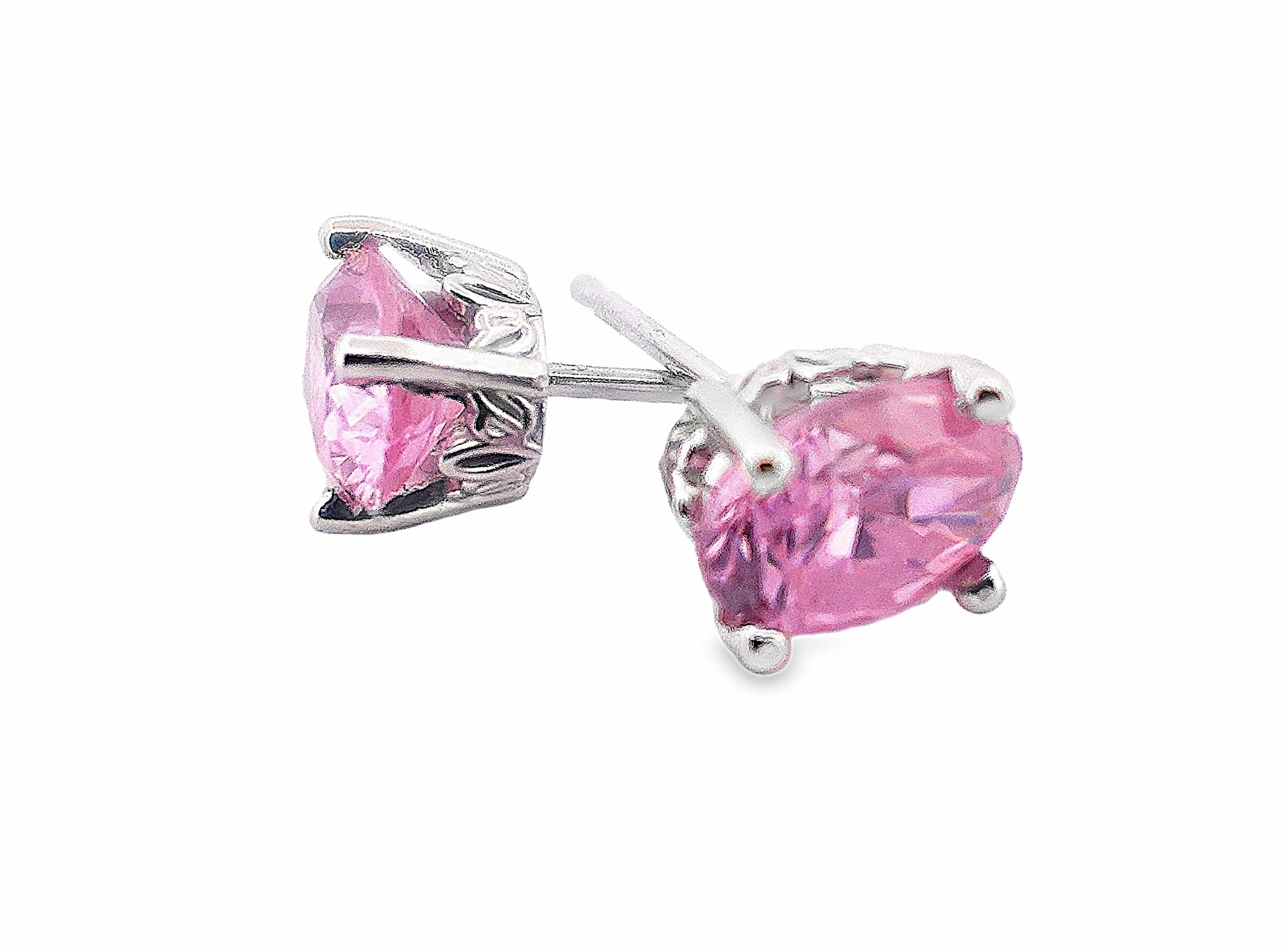 14KW 7X5MM OVAL PINK TOURMALINE SCROLL STUD EARRINGS