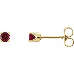 Earrings 14K Yellow Imitation Mozambique Garnet Youth Earrings