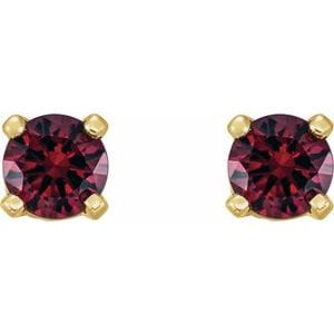 Earrings 14K Yellow Imitation Mozambique Garnet Youth Earrings