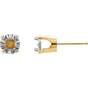 Earrings 14K Yellow/White 1 mm Round 4-Prong Illusion Earring Mounting