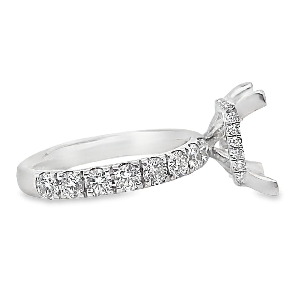 18K WHITE GOLD NO CENTER(PRINCESS) 1.10CT TW NATURAL DIAMOND ACCENT HIDDEN HALO STYLE RING