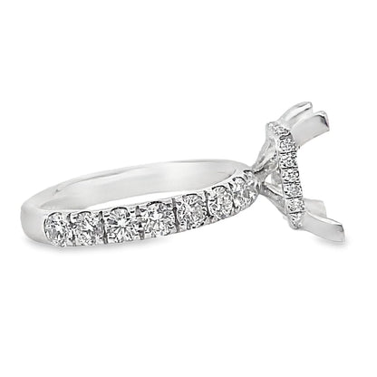 18K WHITE GOLD NO CENTER(PRINCESS) 1.10CT TW NATURAL DIAMOND ACCENT HIDDEN HALO STYLE RING