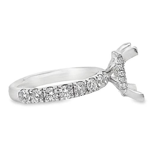 18K WHITE GOLD NO CENTER(PRINCESS) 1.10CT TW NATURAL DIAMOND ACCENT HIDDEN HALO STYLE RING