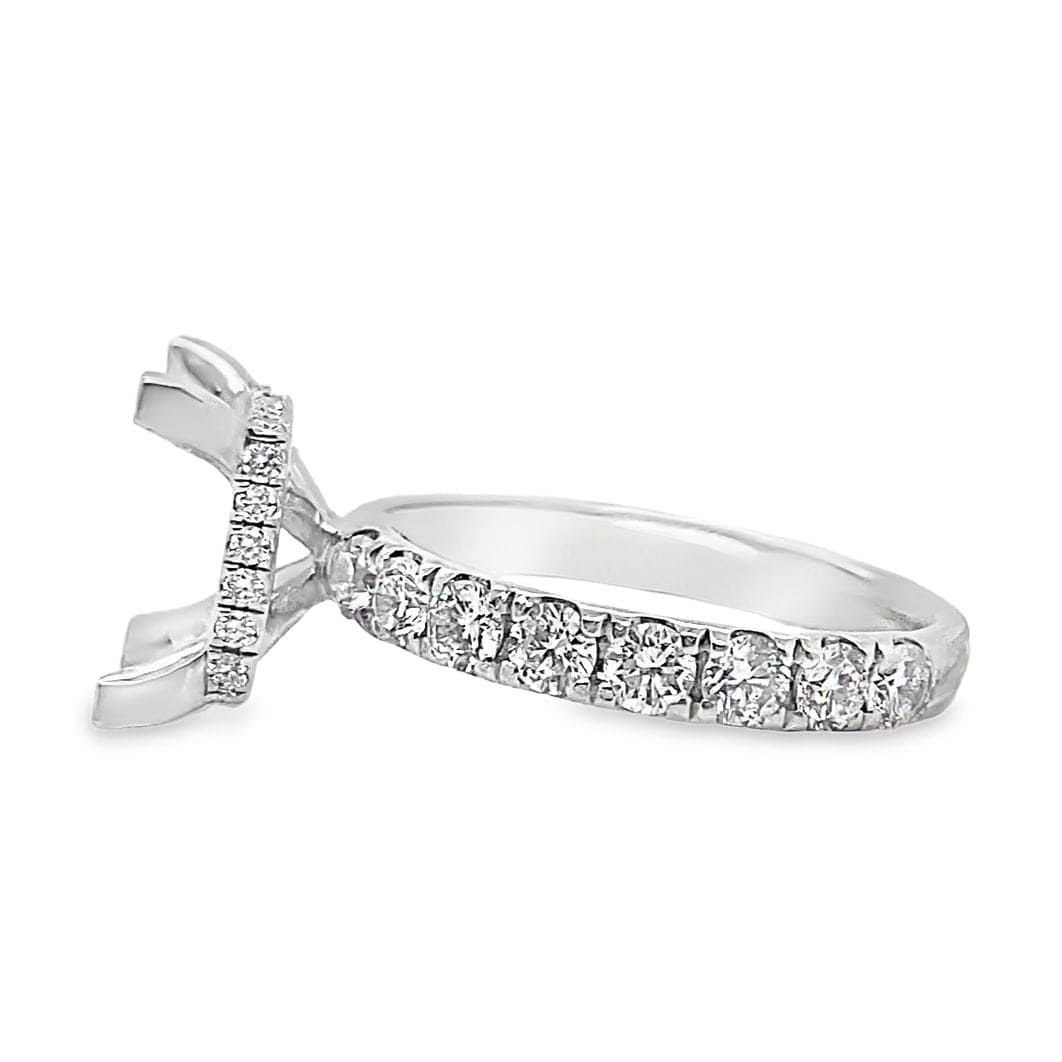 18K WHITE GOLD NO CENTER(PRINCESS) 1.10CT TW NATURAL DIAMOND ACCENT HIDDEN HALO STYLE RING