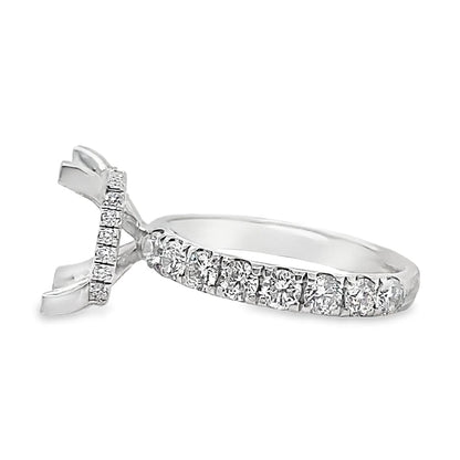 18K WHITE GOLD NO CENTER(PRINCESS) 1.10CT TW NATURAL DIAMOND ACCENT HIDDEN HALO STYLE RING