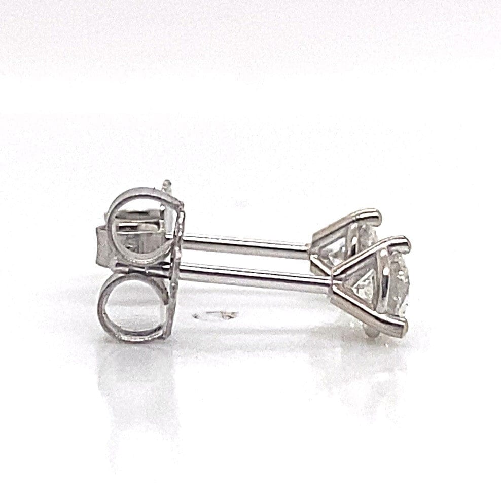 14K WHITE GOLD .42CT TW NATURAL DIAMOND ROUND BRILLIANT G-H/VS1-2 MARTINI STYLE STUD EARRINGS