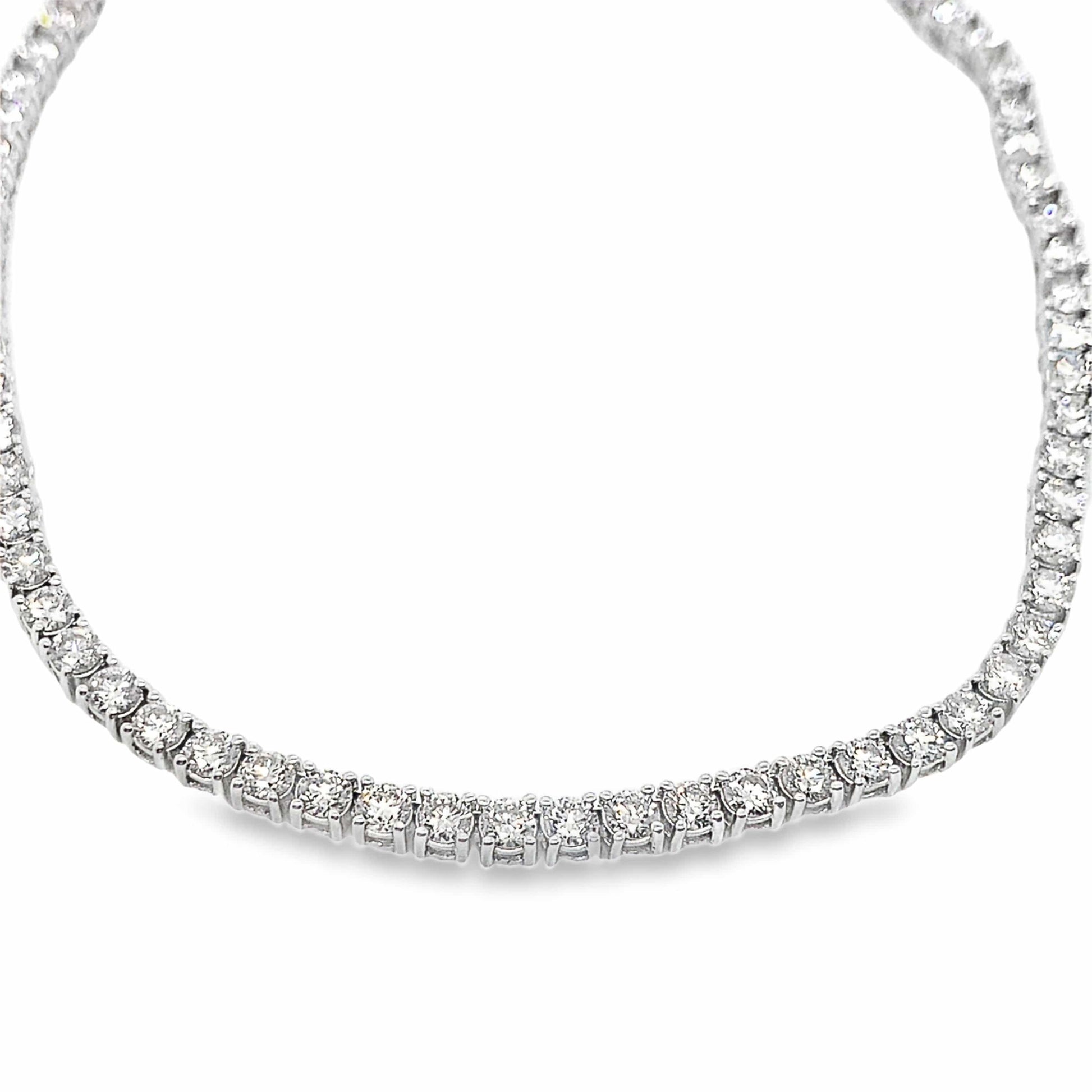 14K WHITE GOLD 9.82 CT TW NATURAL ROUND BRILLIANT DIAMOND H-I/VS STRAIGHT LINE TENNIS NECKLACE  18"