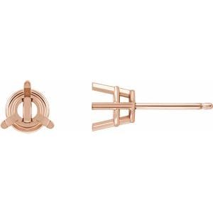 Earrings 14K Rose 6 mm Round 3-Prong Earring Mounting