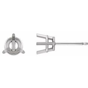 Earrings Platinum 4 mm Round 3-Prong Earring Mounting