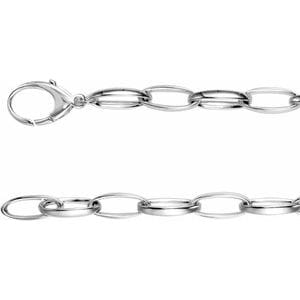 Bracelets Sterling Silver 7.25 mm Oval Cable 8" Chain