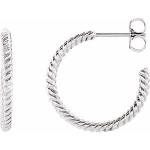 Earrings 14K White Rope 17 mm Hoop Earrings