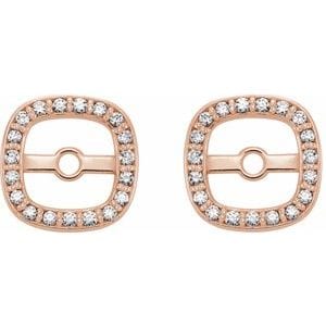 Earring Jackets 14K Rose 1/10 CTW Natural Diamond Halo-Style Earring Jackets