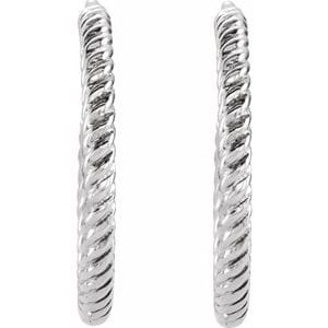 Earrings 14K White Rope 17 mm Hoop Earrings