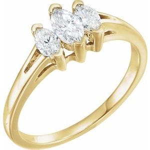 Rings 10K Yellow Three-Stone Anniversary Band Mounting