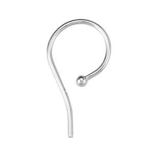 Earring Components 14K White 19 Gauge Bishop Hook Ear Wire with Ball