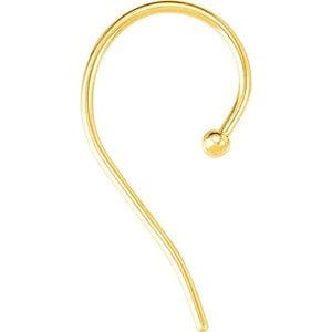 Earring Components 14K Yellow 19 Gauge Bishop Hook Ear Wire with Ball