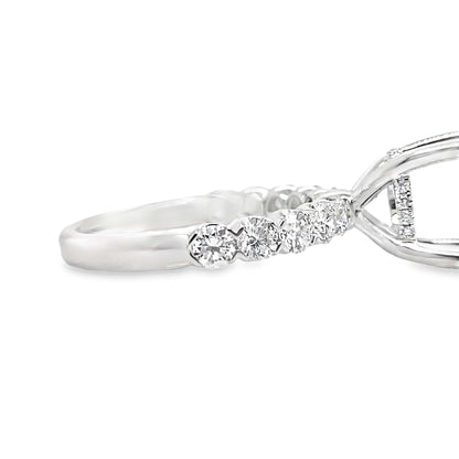 18K WHITE GOLD NO CENTER( 9MM RBC) .93CT TW NATURAL ROUND BRILLIANT DIAMON ACCENT F/VS HIDDEN HALO STYLE RING MOUNTING