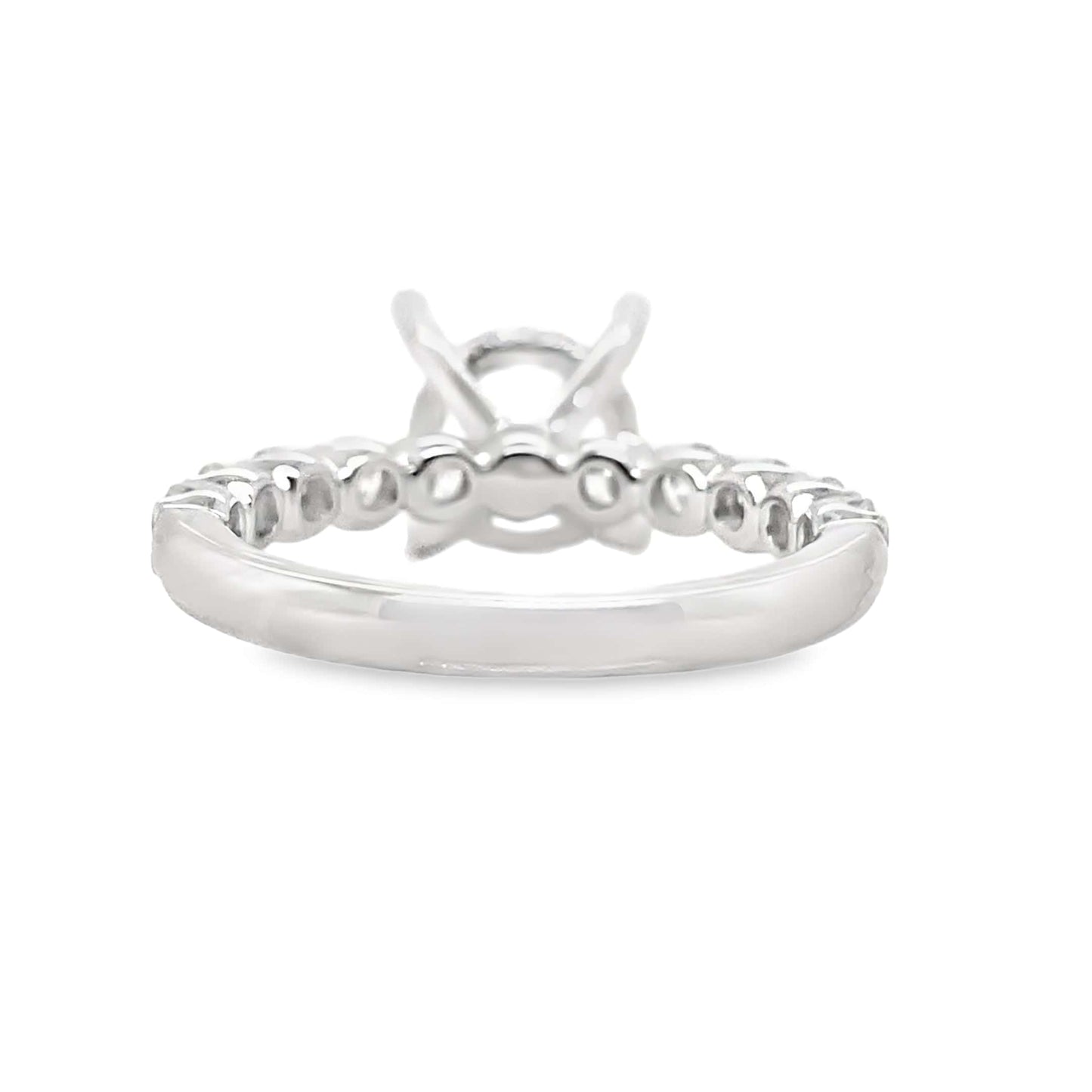 18K WHITE GOLD NO CENTER( 9MM RBC) .93CT TW NATURAL ROUND BRILLIANT DIAMON ACCENT F/VS HIDDEN HALO STYLE RING MOUNTING