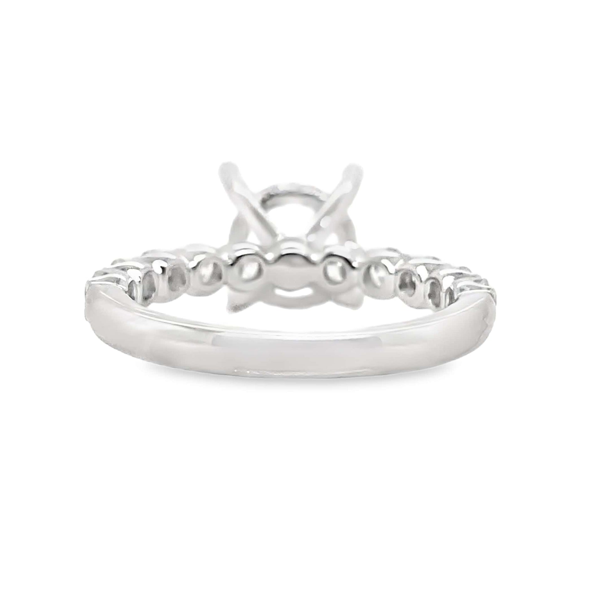 18K WHITE GOLD NO CENTER( 9MM RBC) .93CT TW NATURAL ROUND BRILLIANT DIAMON ACCENT F/VS HIDDEN HALO STYLE RING MOUNTING