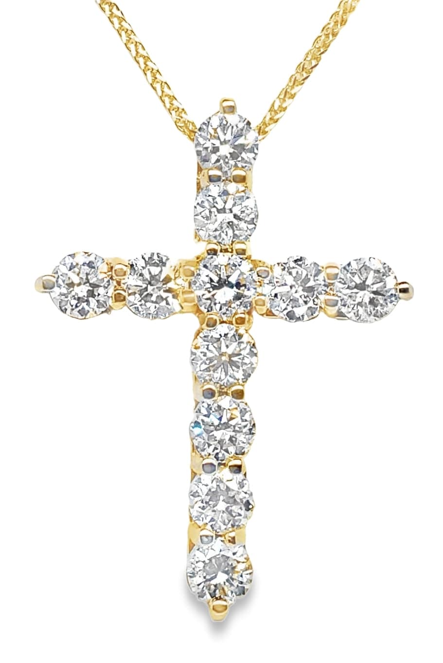 14KY 4.97CTW NATURAL RBC DIAMOND ACCENT CROSS PENDANT