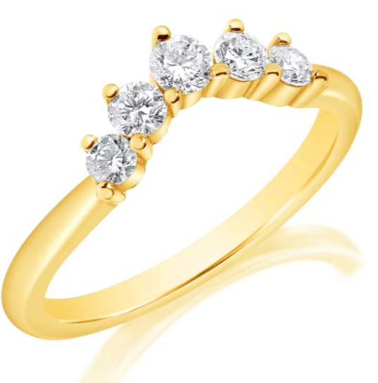 14K YELLOW GOLD .38CT TW RBC G-H/SI NATURAL DIAMOND CURVE BAND 5D