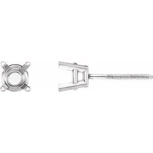 Earrings Platinum 4 mm Round 4-Prong Earring Mounting