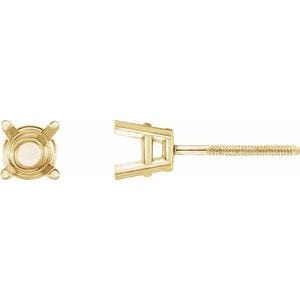 Earrings 18K Yellow 5 mm Round 4-Prong Earring Mounting