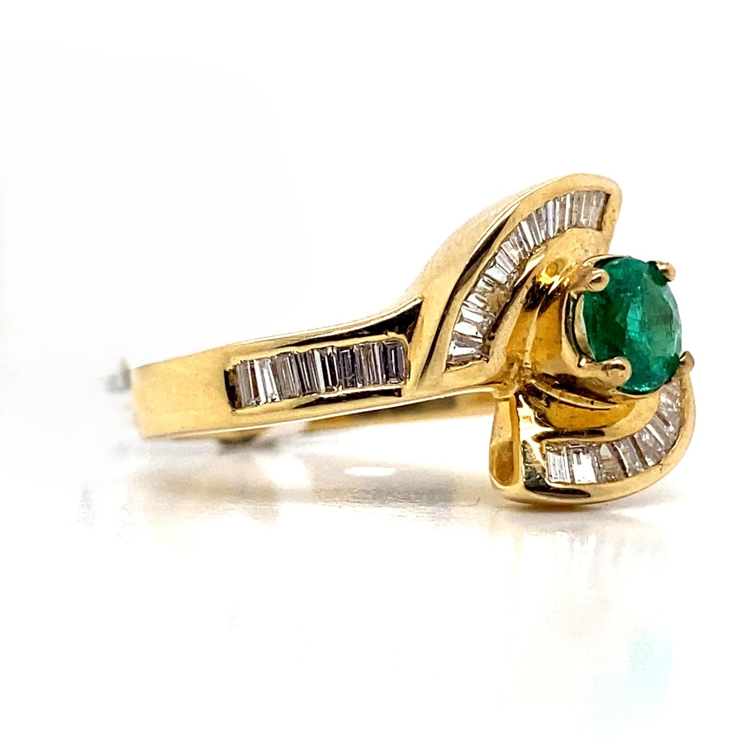 aster jewels 18k yellow gold  .41 ct natural emerald center   .40 ct natural diamond accent  fashion ring