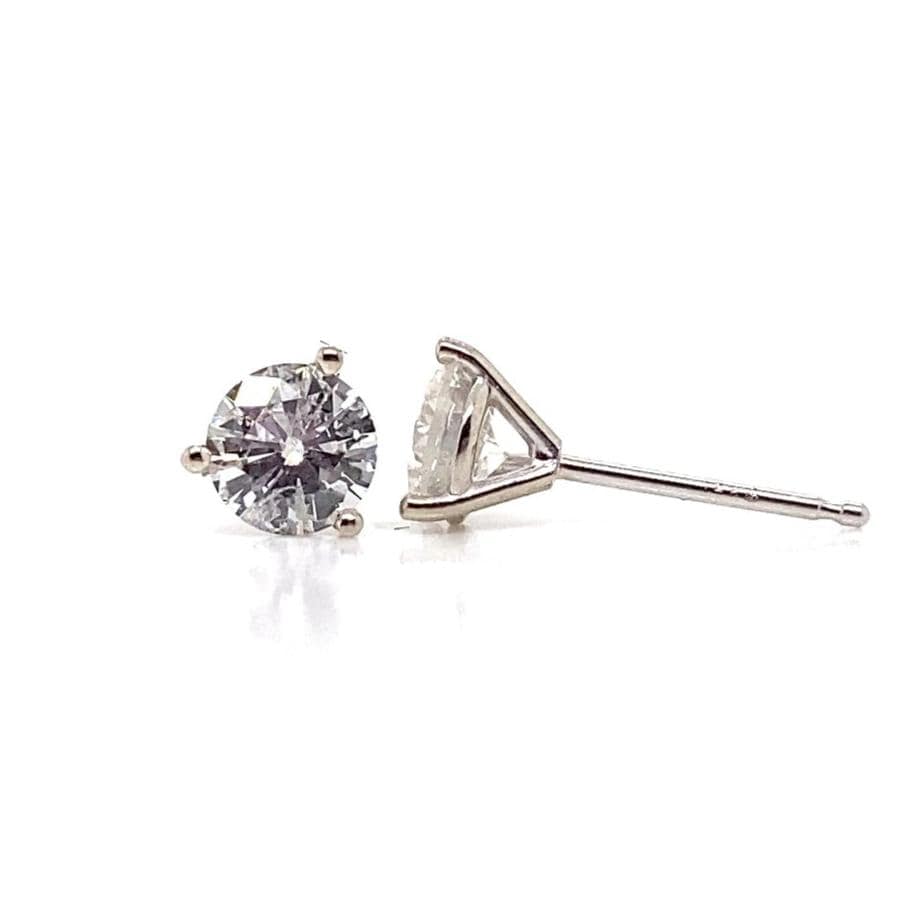 14K WHITE GOLD .27CT TW NATURAL DIAMOND ROUND BRILLIANT J-K/VS MARTINI STYLE STUD EARRINGS