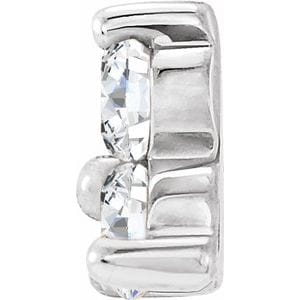 Settings 14K White 3.8 mm Round 2-Prong Three-Stone Earring Setting