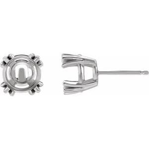 Earrings 14K White 5 mm Round 4 Prong Claw Basket Earring