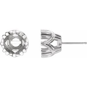 Earrings 14K White 8 mm Round 8-Prong Earring Mounting