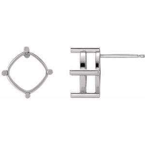 Earrings 14K White 5 mm Cushion 4-Prong Earring Mounting