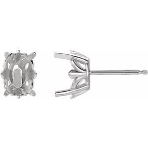 Sterling Silver 8x6 mm Oval 4-Prong Earring Mounting