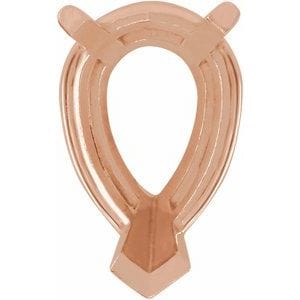 Settings 14K Rose 14x9 mm Pear 3-Prong V-End Basket Setting