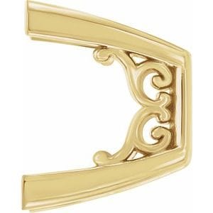 Settings 18K Yellow 4x4 mm Square 4-Prong Vintage-Inspired Scroll Earring Setting