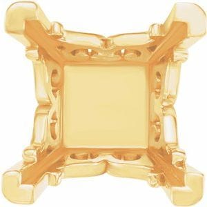 Settings 18K Yellow 4x4 mm Square 4-Prong Vintage-Inspired Scroll Earring Setting