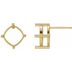 Earrings 14K Yellow 8 mm Cushion 4-Prong Earring Mounting