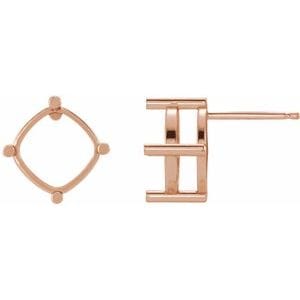 Earrings 14K Rose 6 mm Cushion 4-Prong Earring Mounting