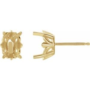 Earrings 14K Yellow 8x6 mm Oval 4-Prong Earring Mounting